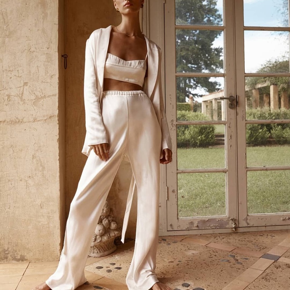 NWT DISSH SIMONE PEARL SATIN BIAS CUT PANT SIZE 6US